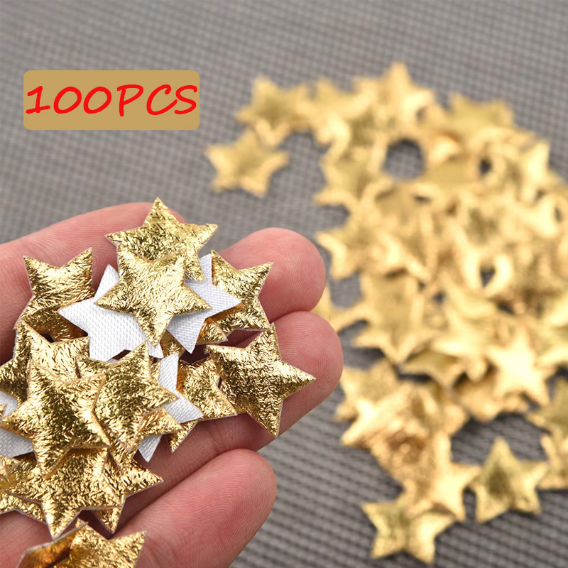 Embellishments For Scrapbooking - 100 قطعة من النجوم الذهبية/الفضية لديكور