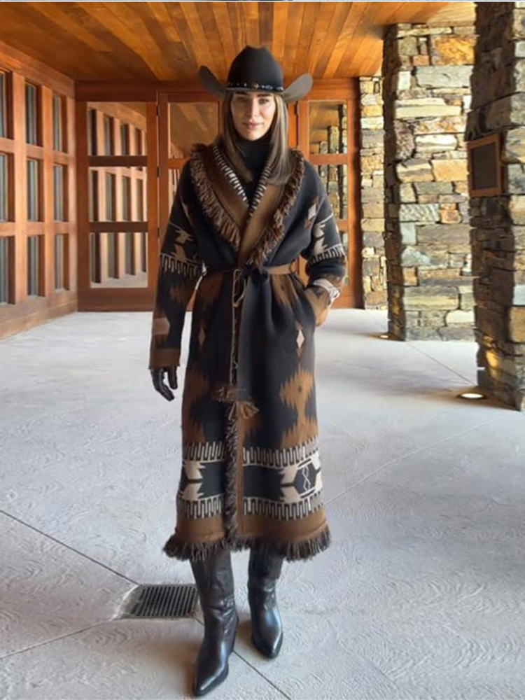 Tassel Fringe Trim - كارديجان نسائي أنيق مزود بشراشيب، بأكمام