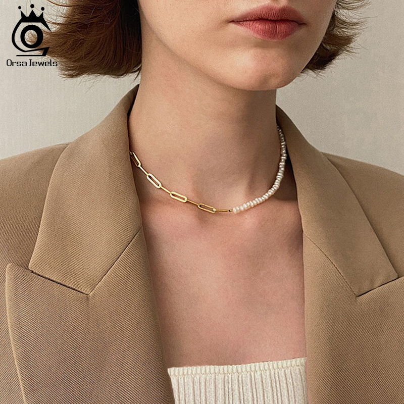 ORSA JEWELS قلادة نصفية من الل - مراجعة Pearl Trim Chain وسعره