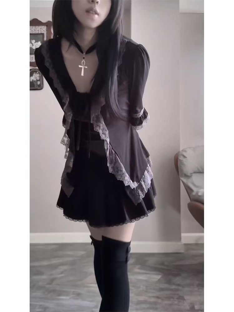طقم فستان كاميسول لوليتا يابان - مراجعة Elastic Lace Trim وسعره